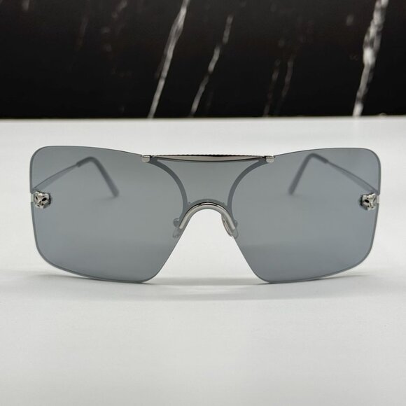 NEW CARTIER CT0023S 001 WOMEN SILVER SHIELD SUNGLASSES CARTIER CT0023S 001 main image 5